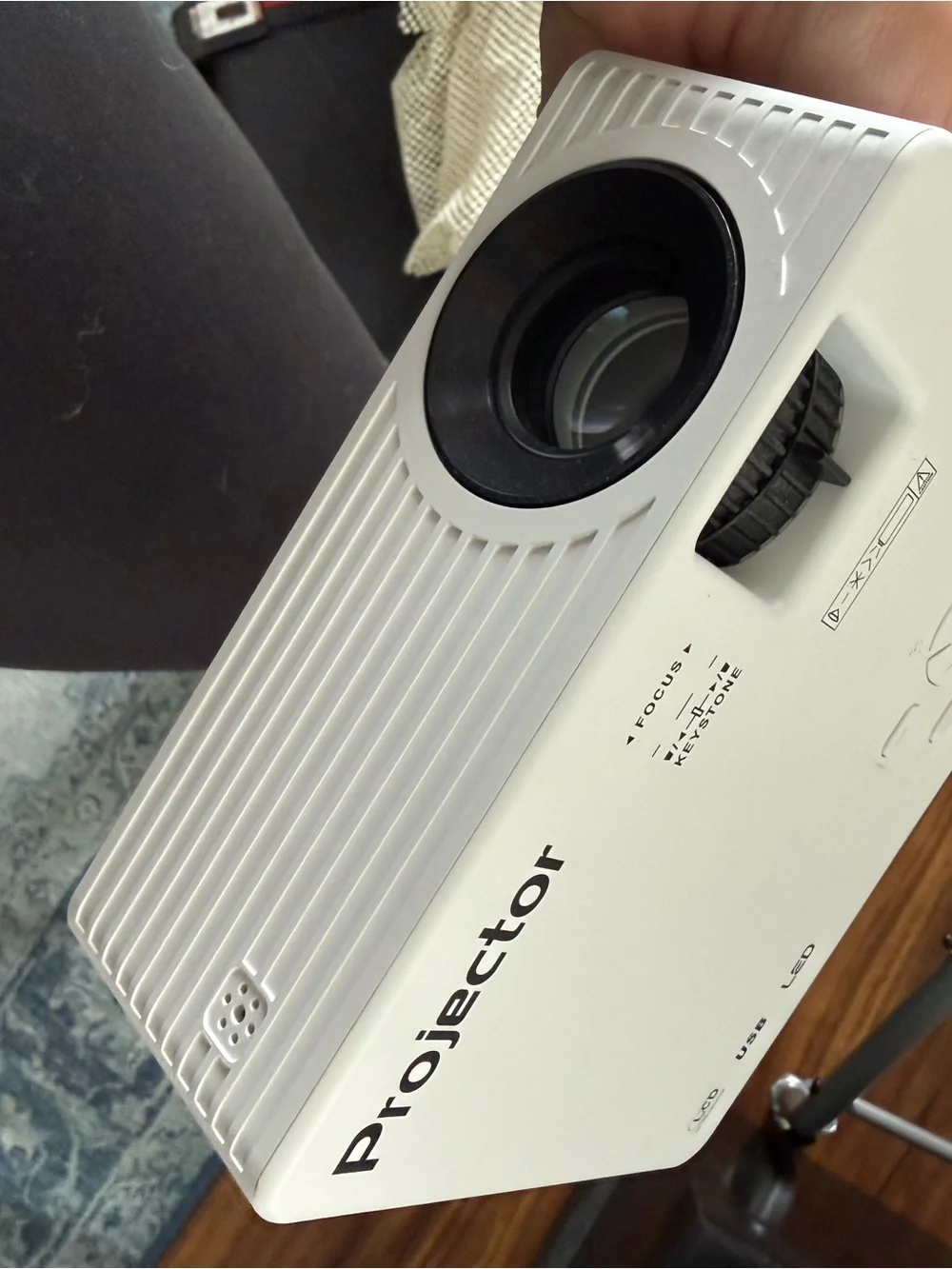 White Projector with Focus Adjustment - Compact LED Home Theater